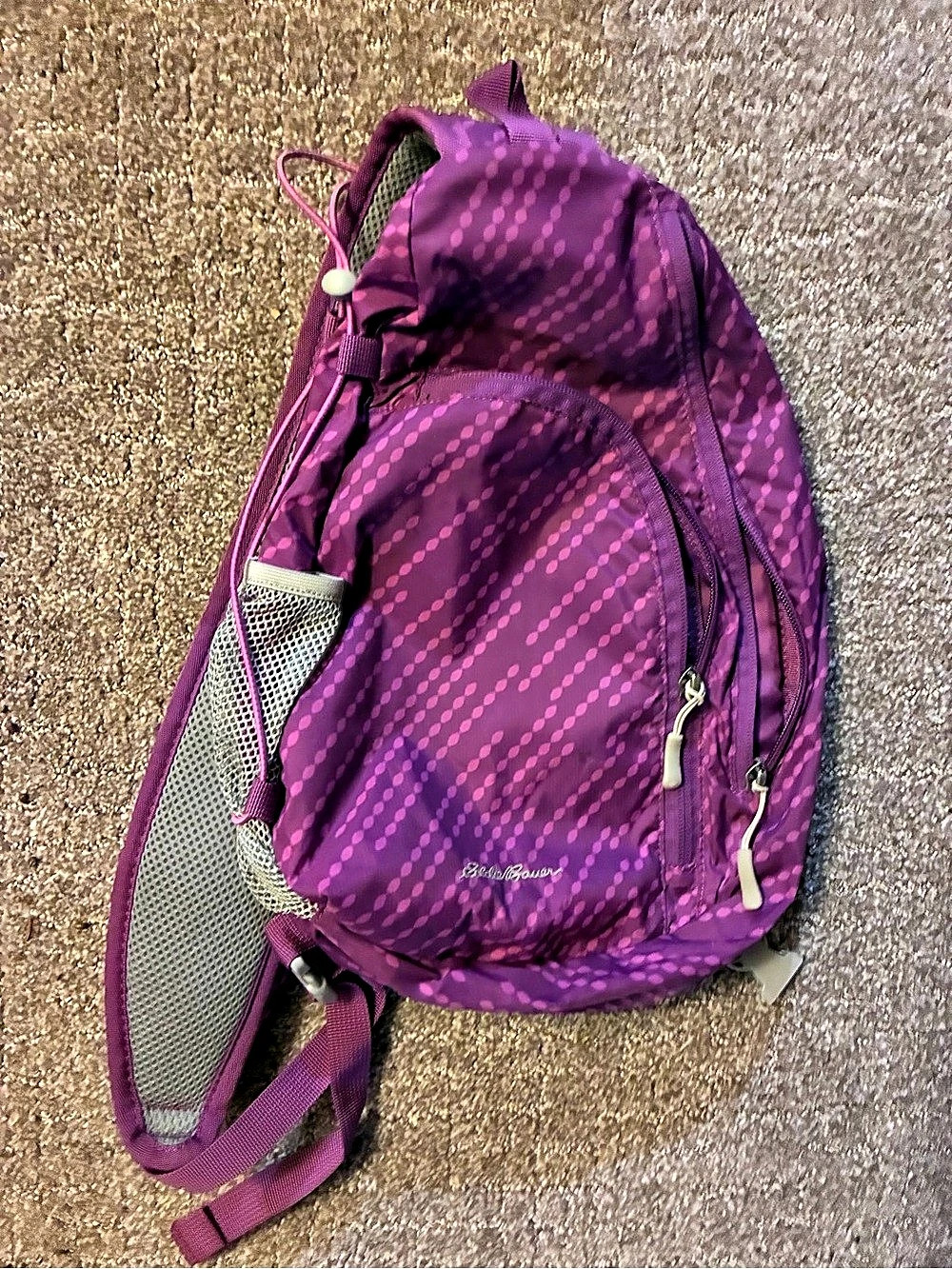 Eddie Bauer Stowaway Sling Bag Backpack Purple & Pink